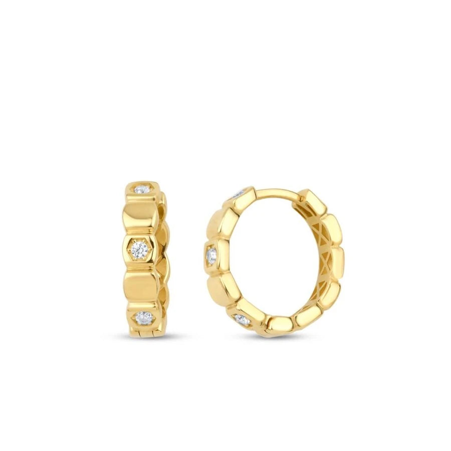 Gold Stone Hoop Earrings
