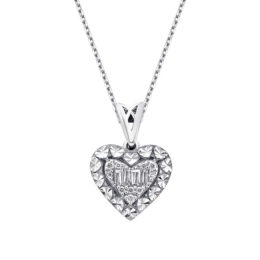 0.10 Carat Diamond Baguette Heart Necklace