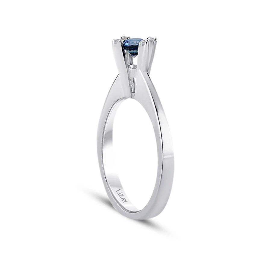 0.54 Carat Diamond Round Solitair Sapphiree Engagement Ring