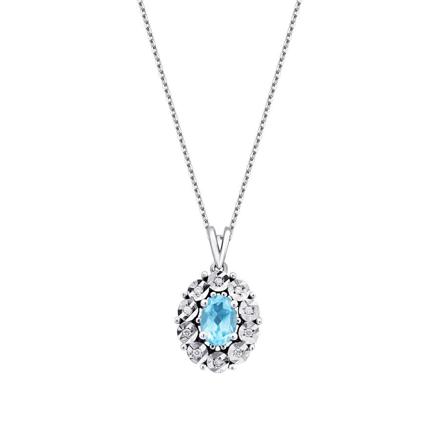 0.59 Carat Diamond Blue Topaz Necklace