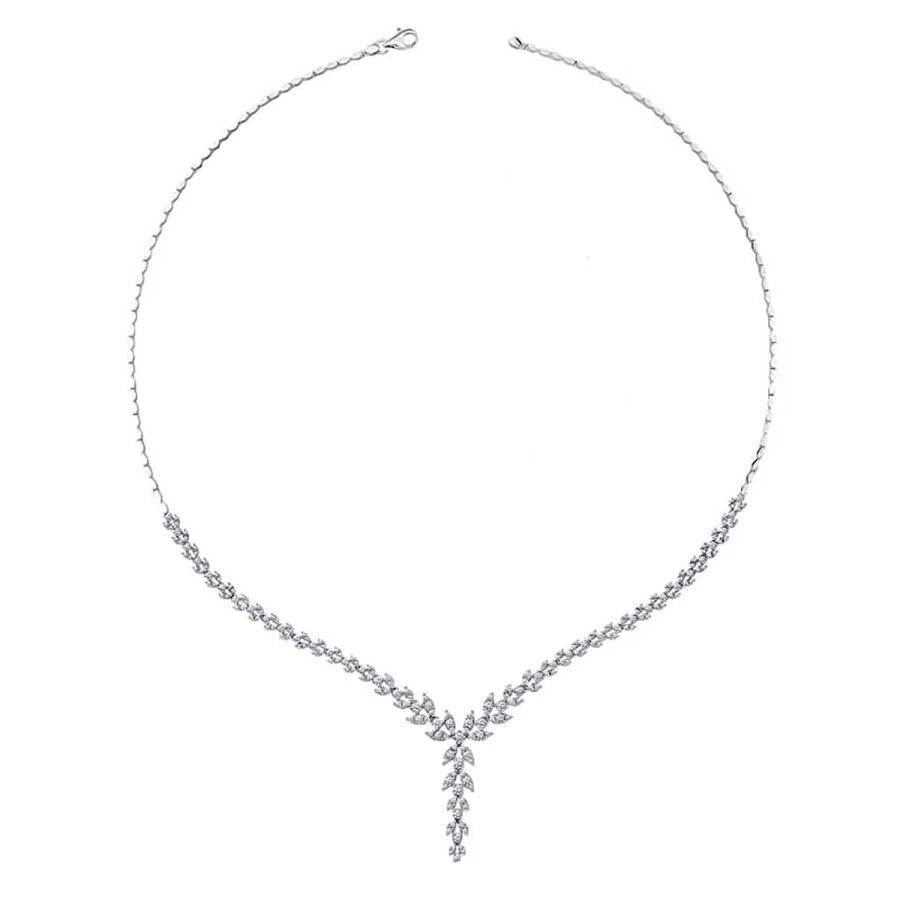 Goldene Tenniskragen-Halskette mit tropfenförmigen Blumen