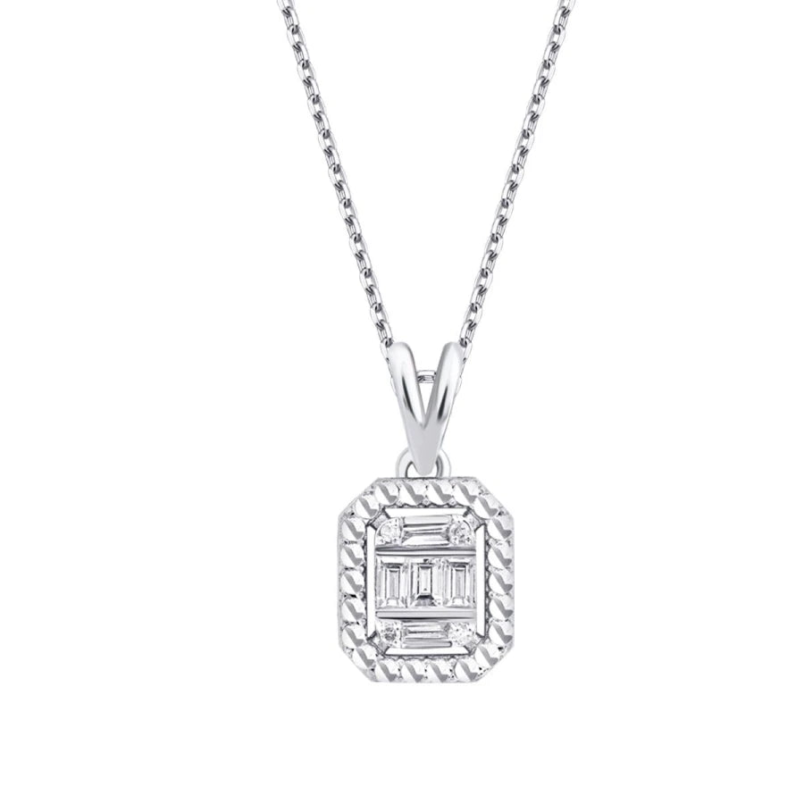 0.09 Carat Diamond-Effect Baguette Necklace