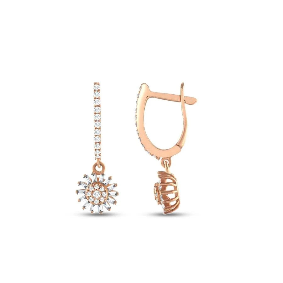 0.42 Carat Diamond Flower Earrings