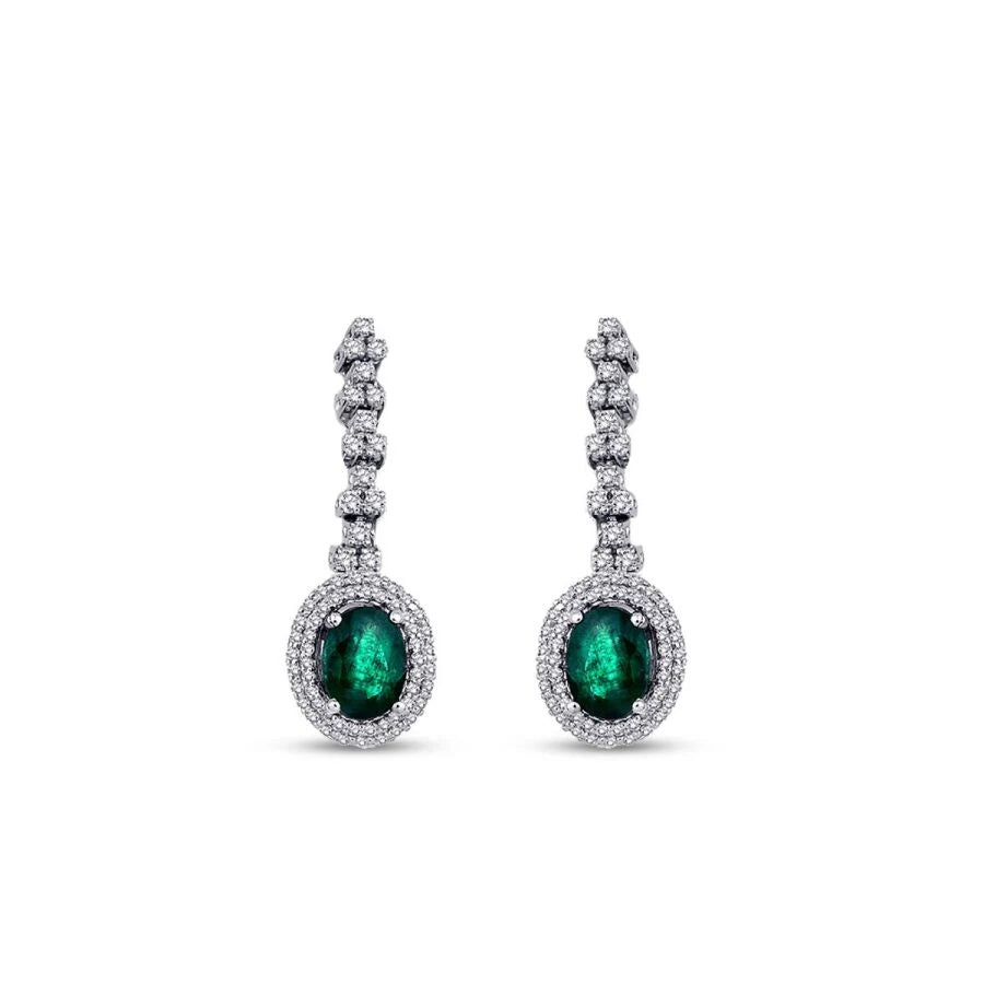 1.93 Carat Diamond Emerald Earrings