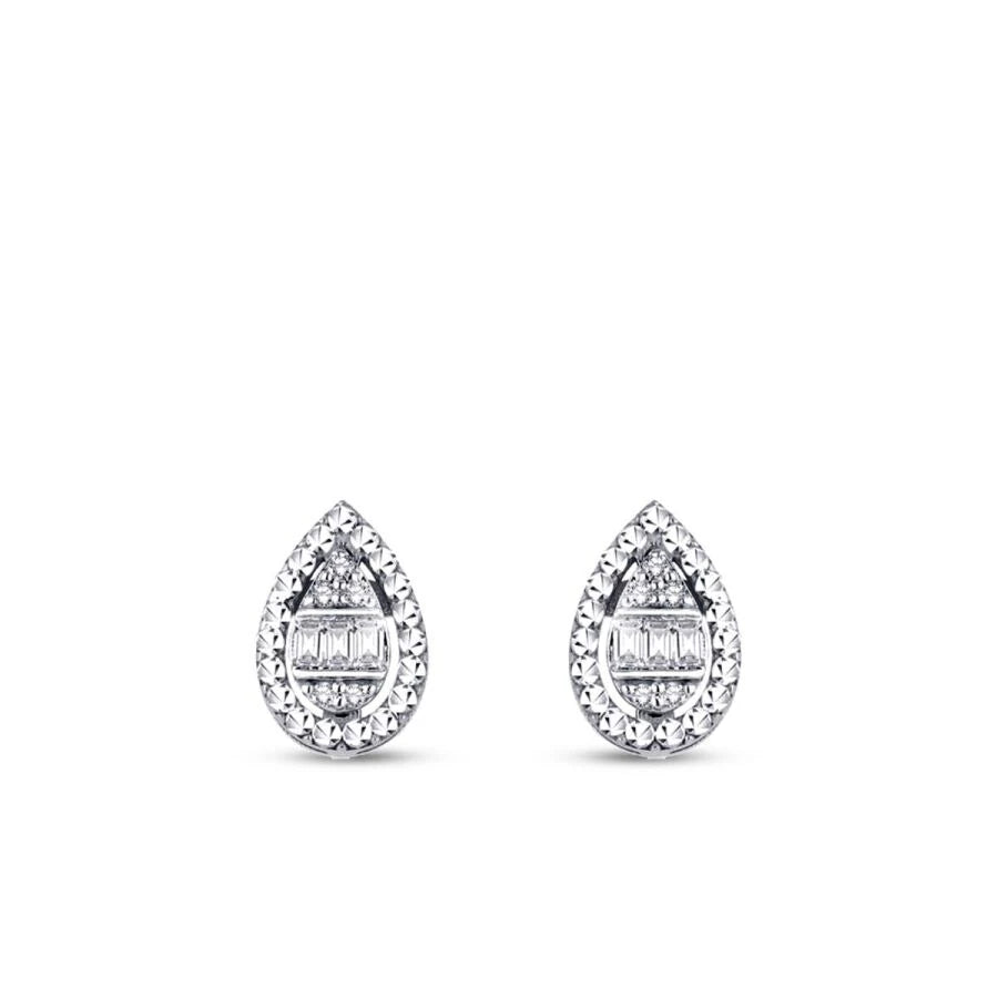 0.10 Carat Diamond Pear Baguette Earrings