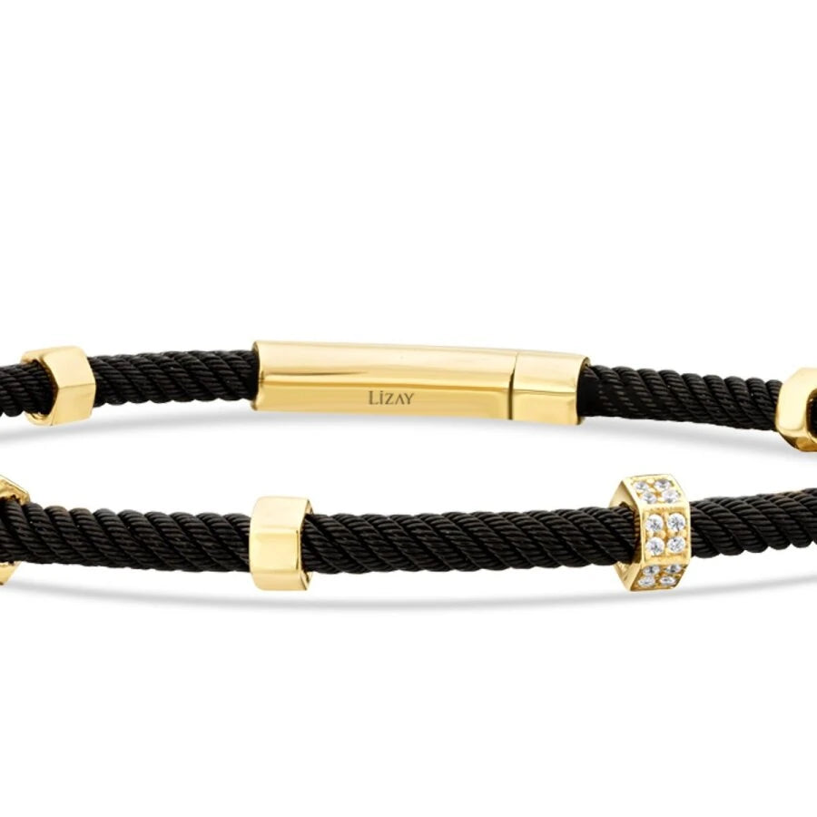 Gold Hexagon Stone Men’s Bracelet