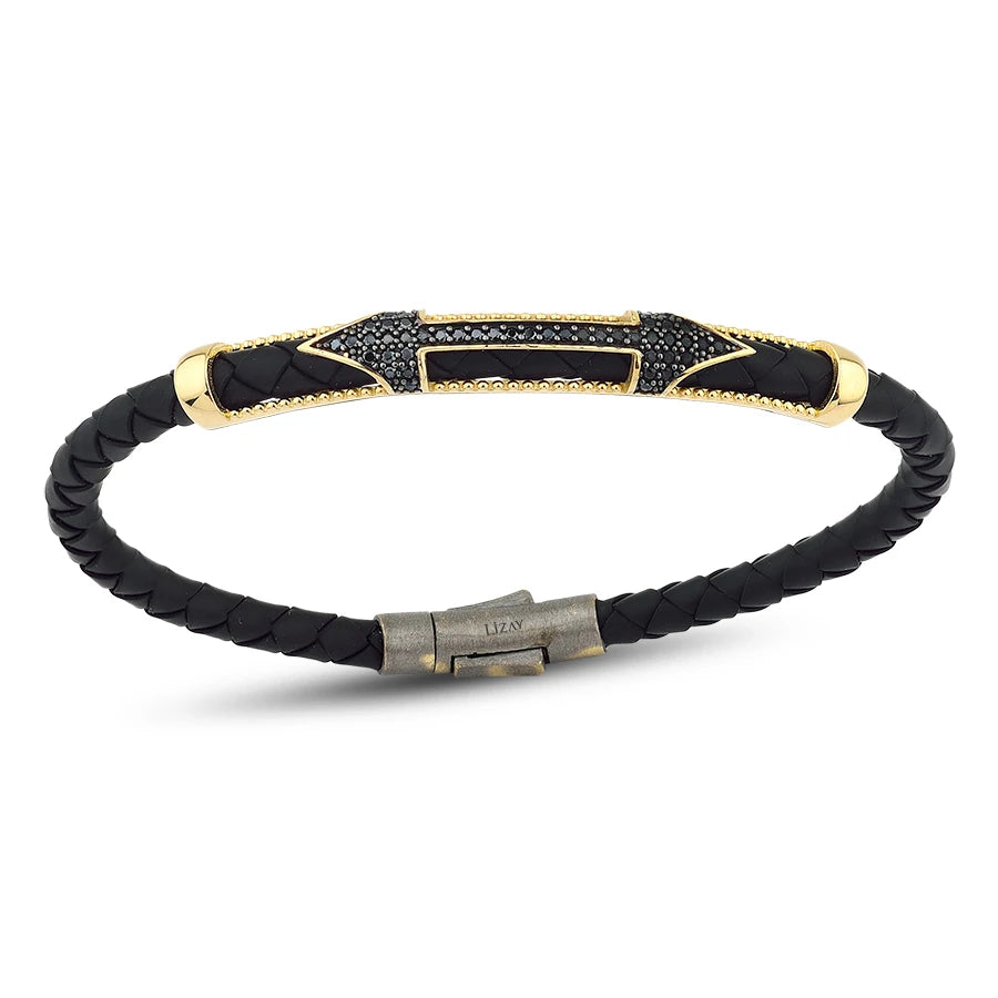 Gold Black Stone Men’s Bracelet