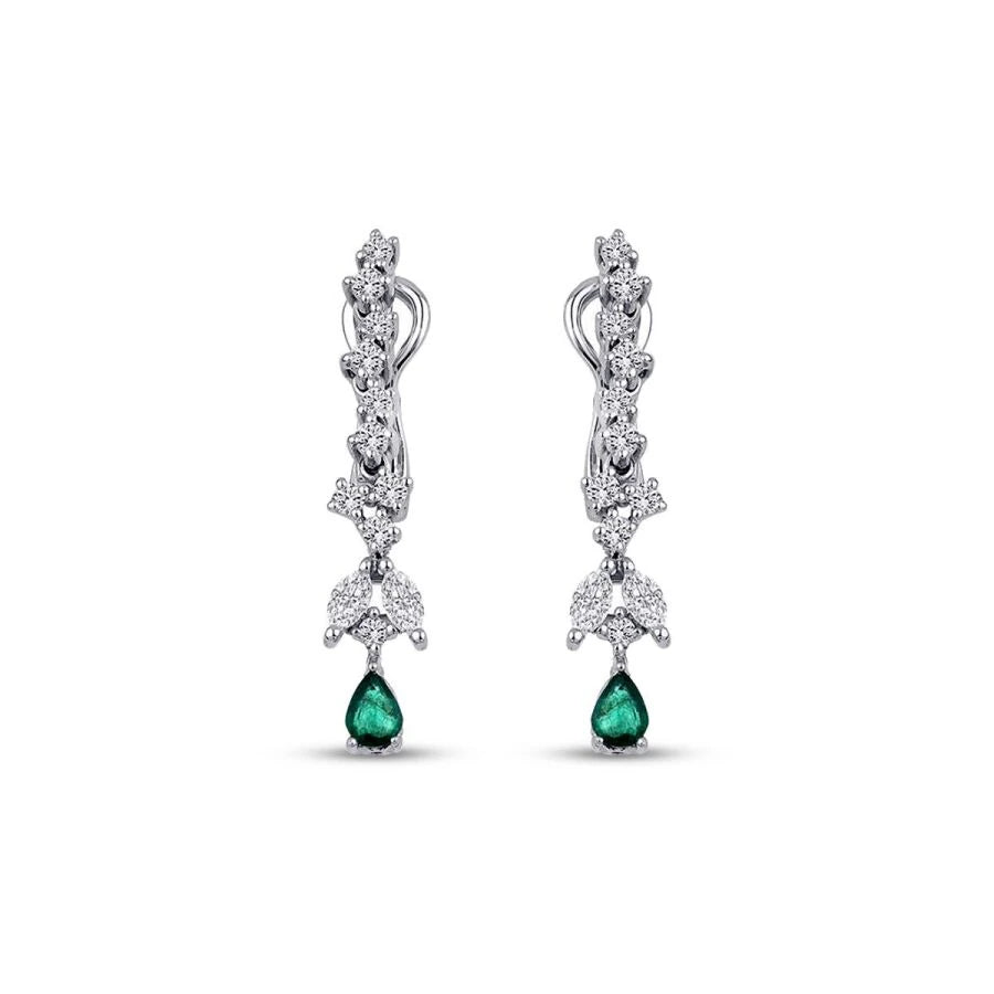 0.91 Carat Diamond Emerald Earrings