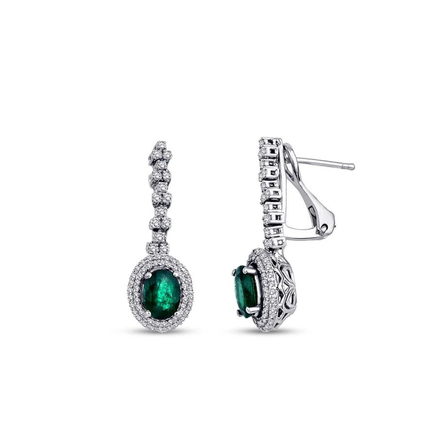 1.93 Carat Diamond Emerald Earrings