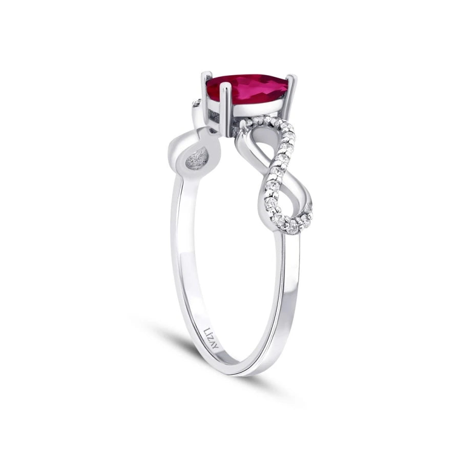 0.76 Carat Diamond Pear Ruby Ring