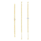 Gold Armband mit Kette und Baguette-Steinen