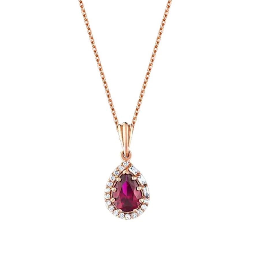 1.18 Carat Diamond Pear Ruby Necklace
