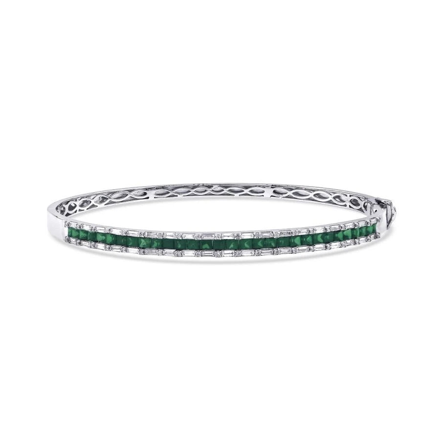 1.82 Carat Diamond Emerald Bangle