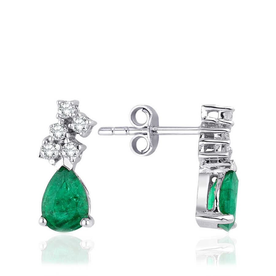 1.40 Carat Diamond Emerald Earrings