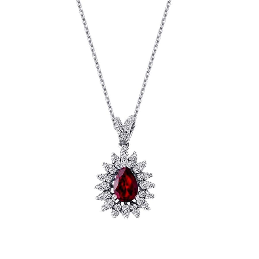 1.03 Carat Diamond Pear Ruby Necklace