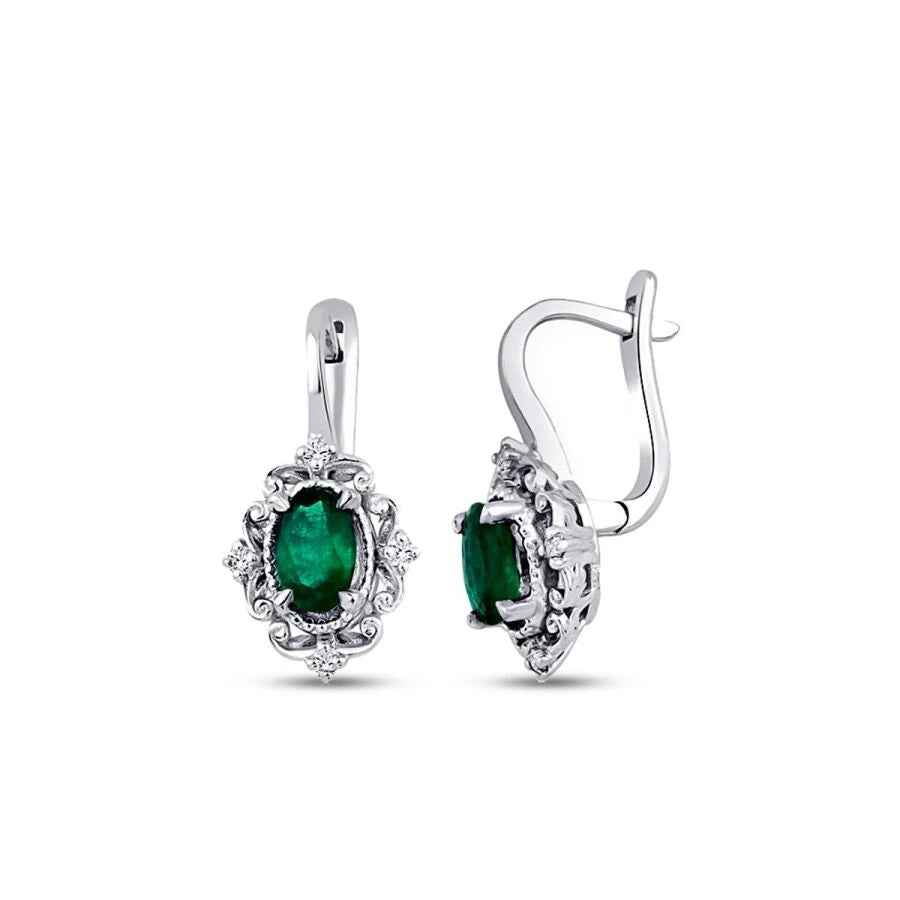 0.85 Carat Diamond Emerald Earrings