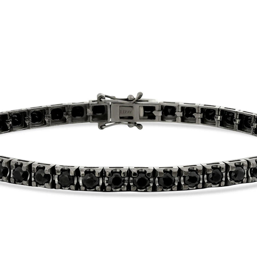 Herren-Tennisarmband mit schwarzem Stein, 5,94 Karat