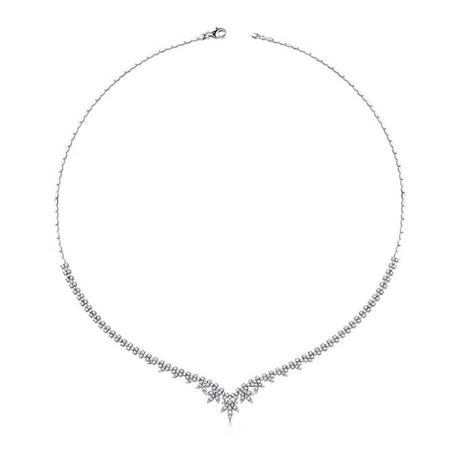 Tennis-Halskette mit goldenem Blumenmuster