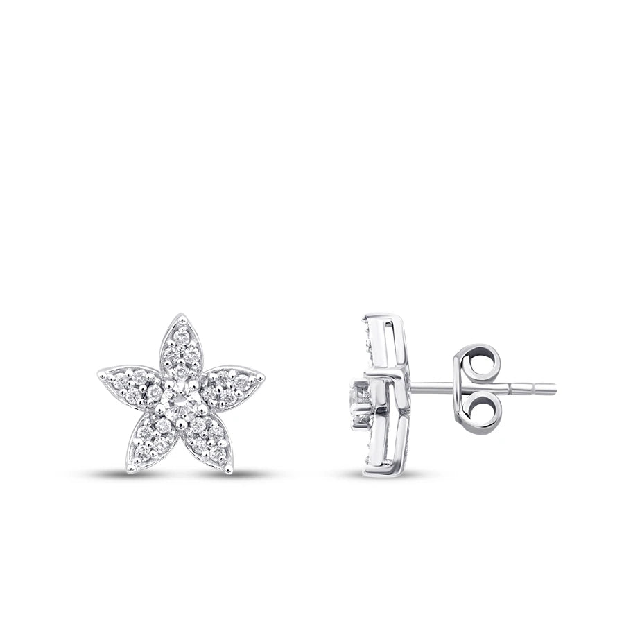 0.34 Carat Diamond Flower Earrings