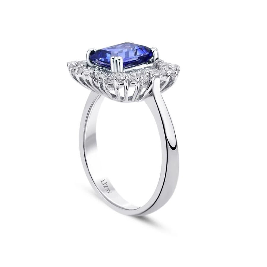 3.28 Carat Diamond Sapphire Ring