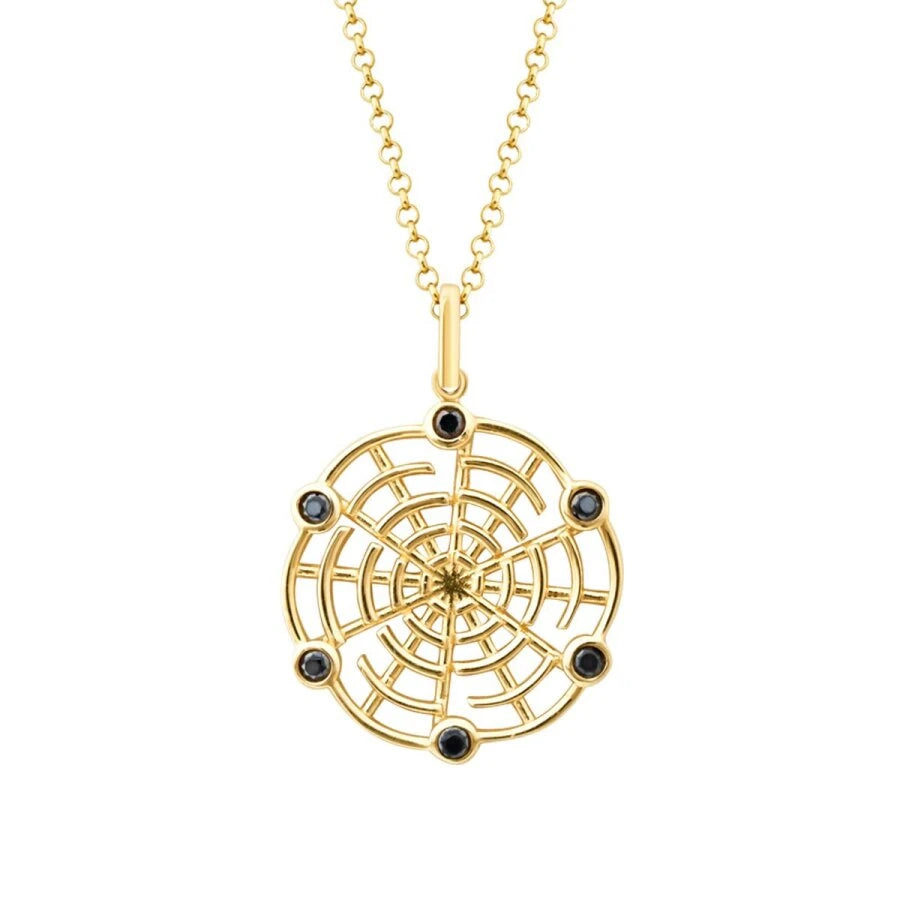 Gold Black Stone Web Men’s Necklace