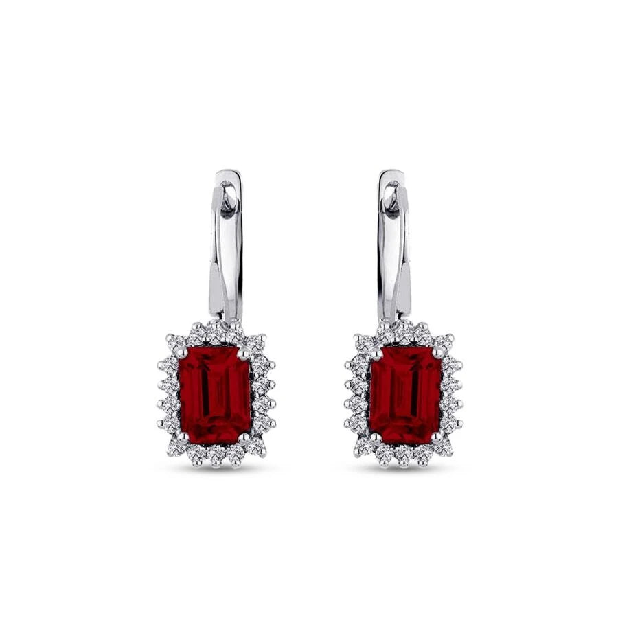 2.98 Carat Diamond Ruby Earrings