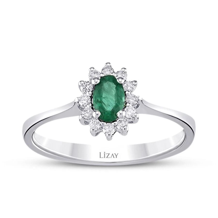 0.35 Carat Diamond Emerald Ring