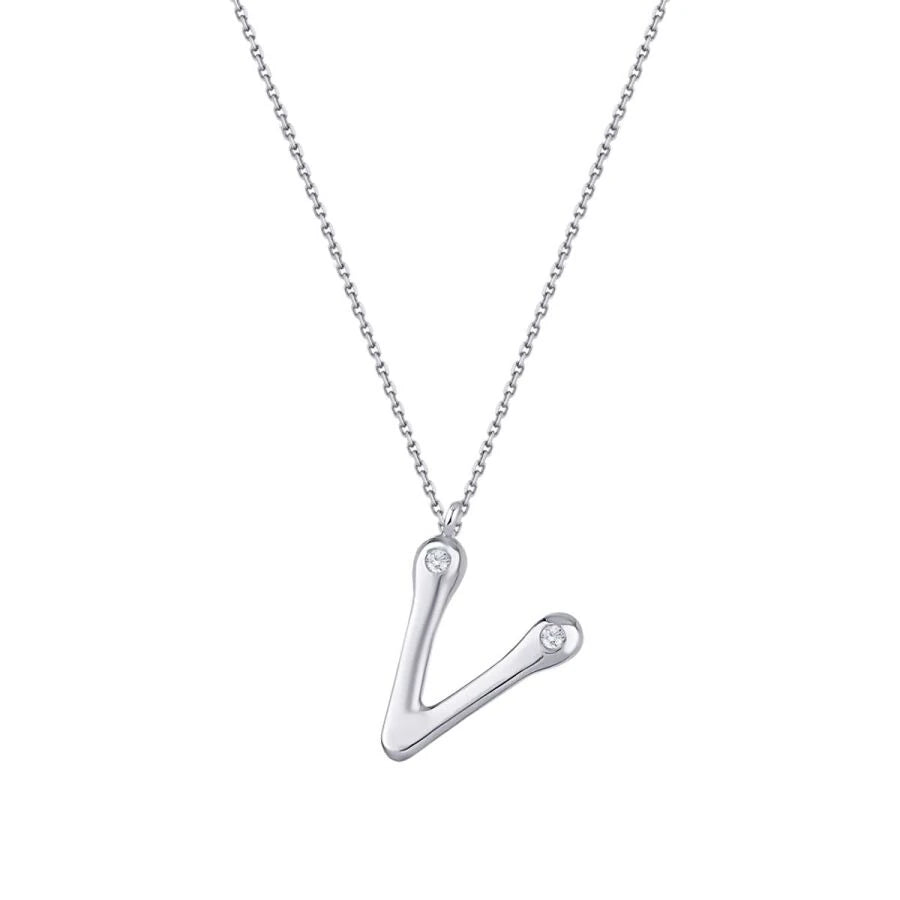 Halskette mit V-förmigem Diamanten (0,04 Karat)