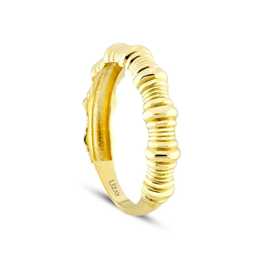 Goldener gewölbter Ring