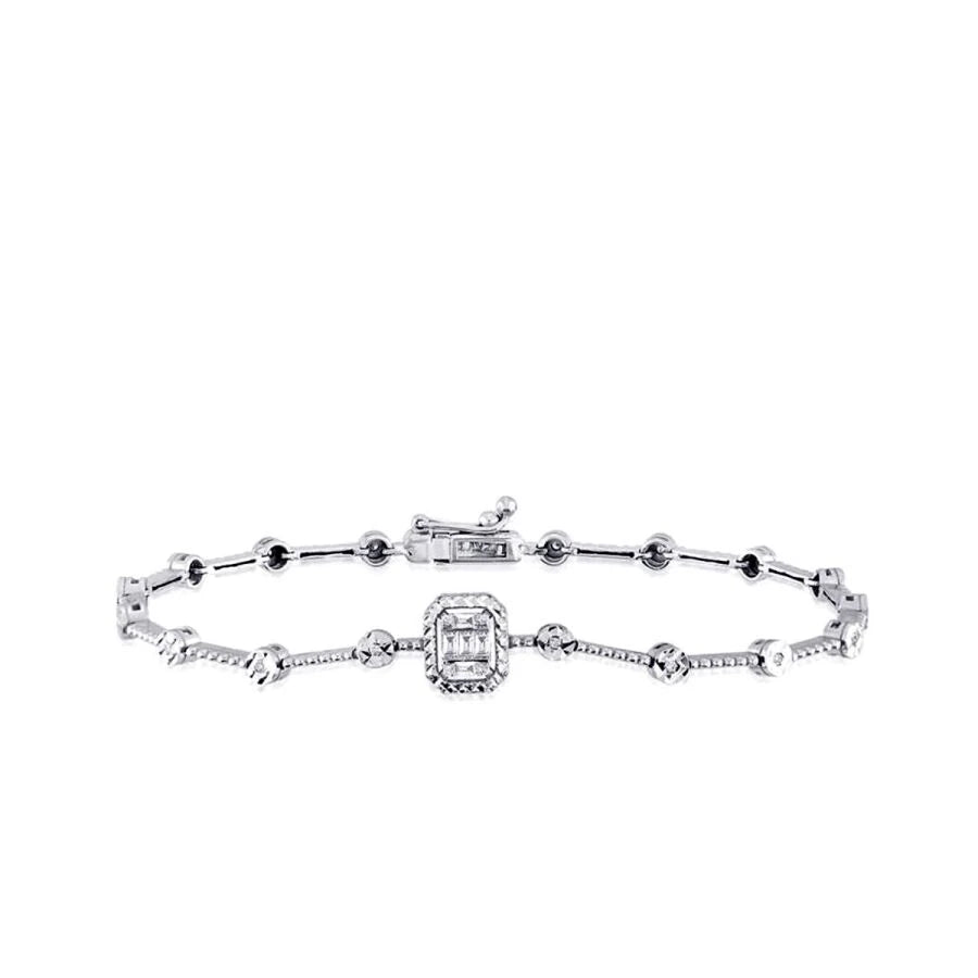 Armband mit 0,19 Karat Diamanten im Baguetteschliff