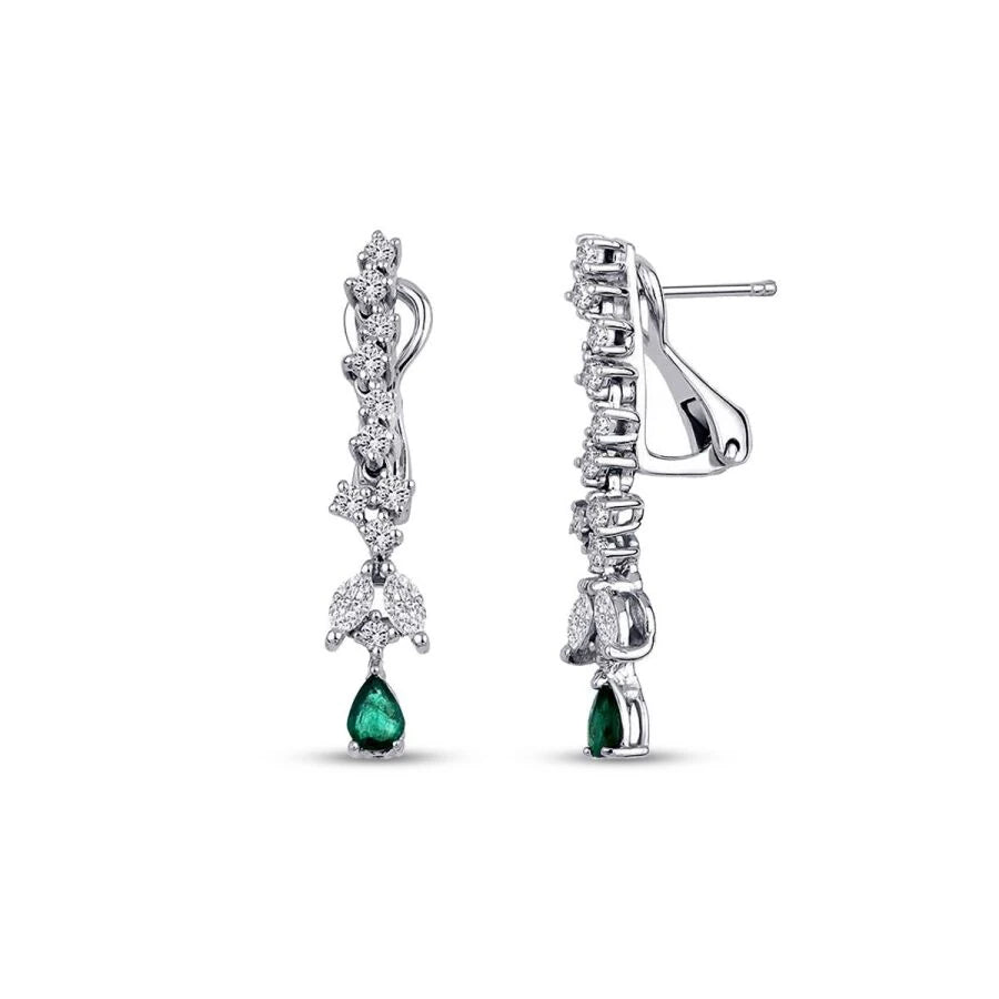 0.91 Carat Diamond Emerald Earrings