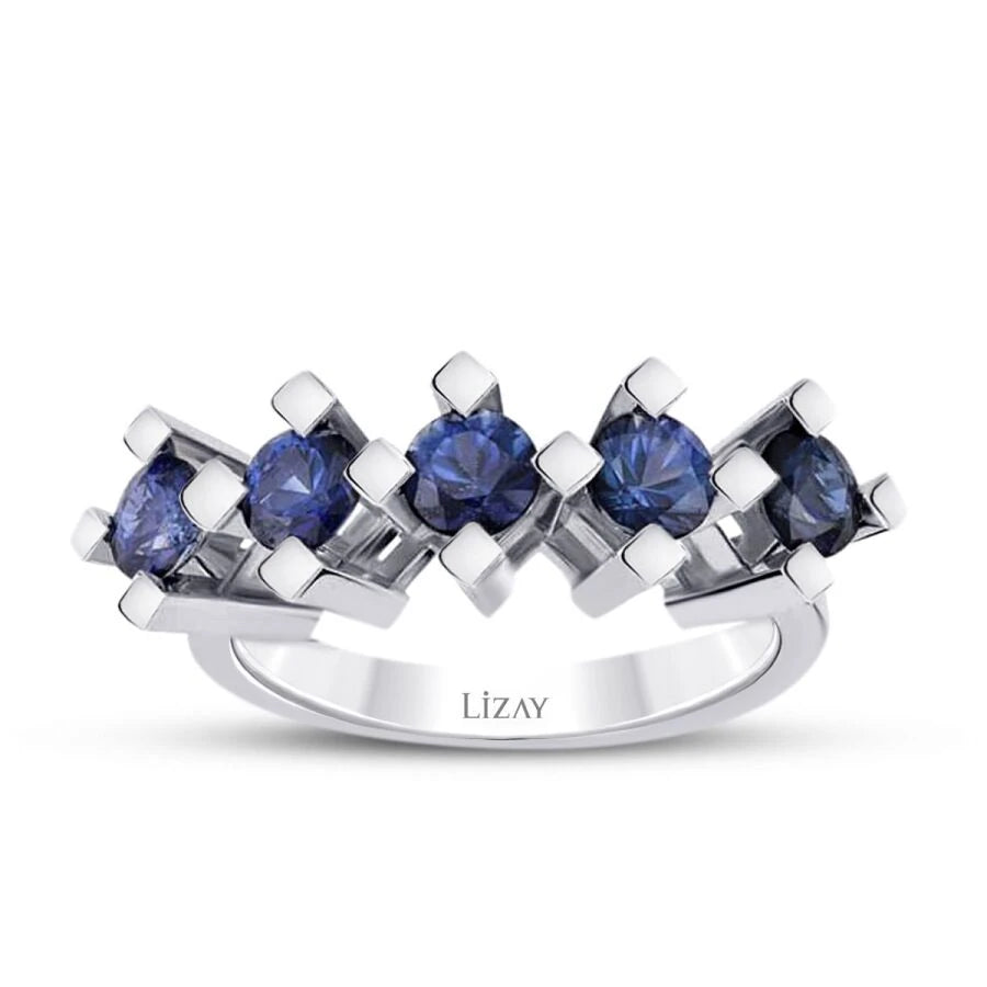 2.71 Carat Five-Stone Sapphire Ring