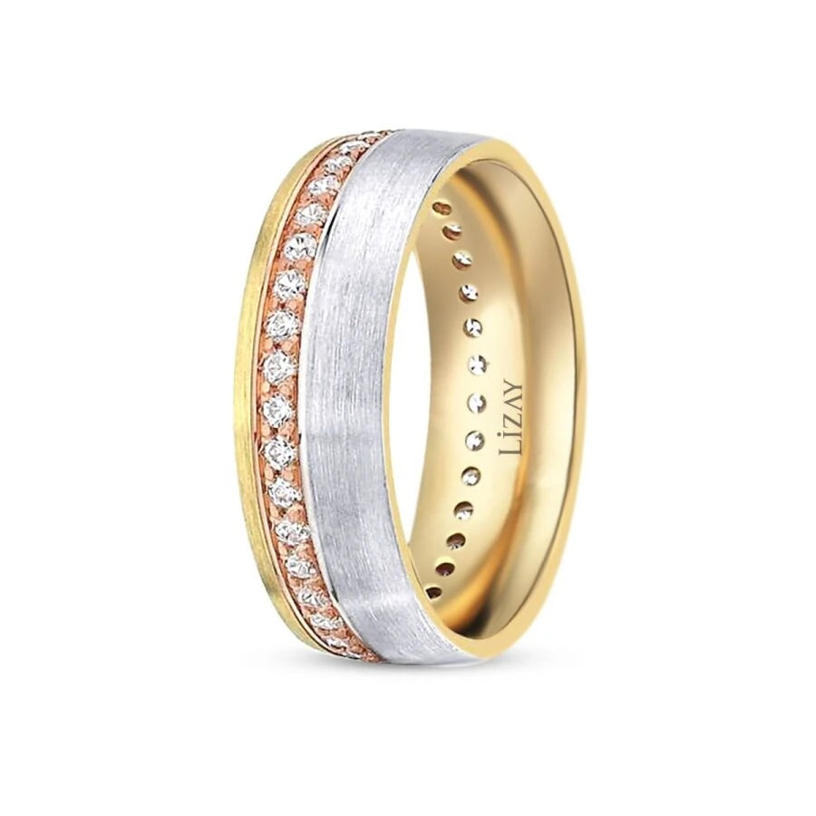 Gold Three-Tone Wedding Band