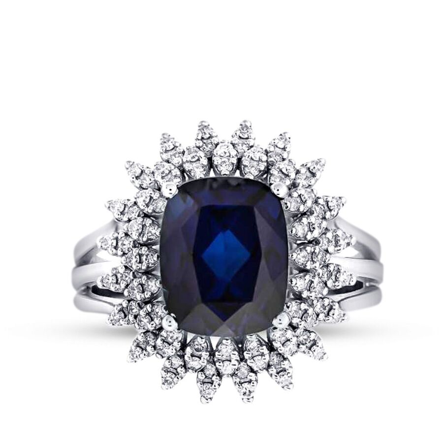 4.76 Carat Diamond Sapphire Ring