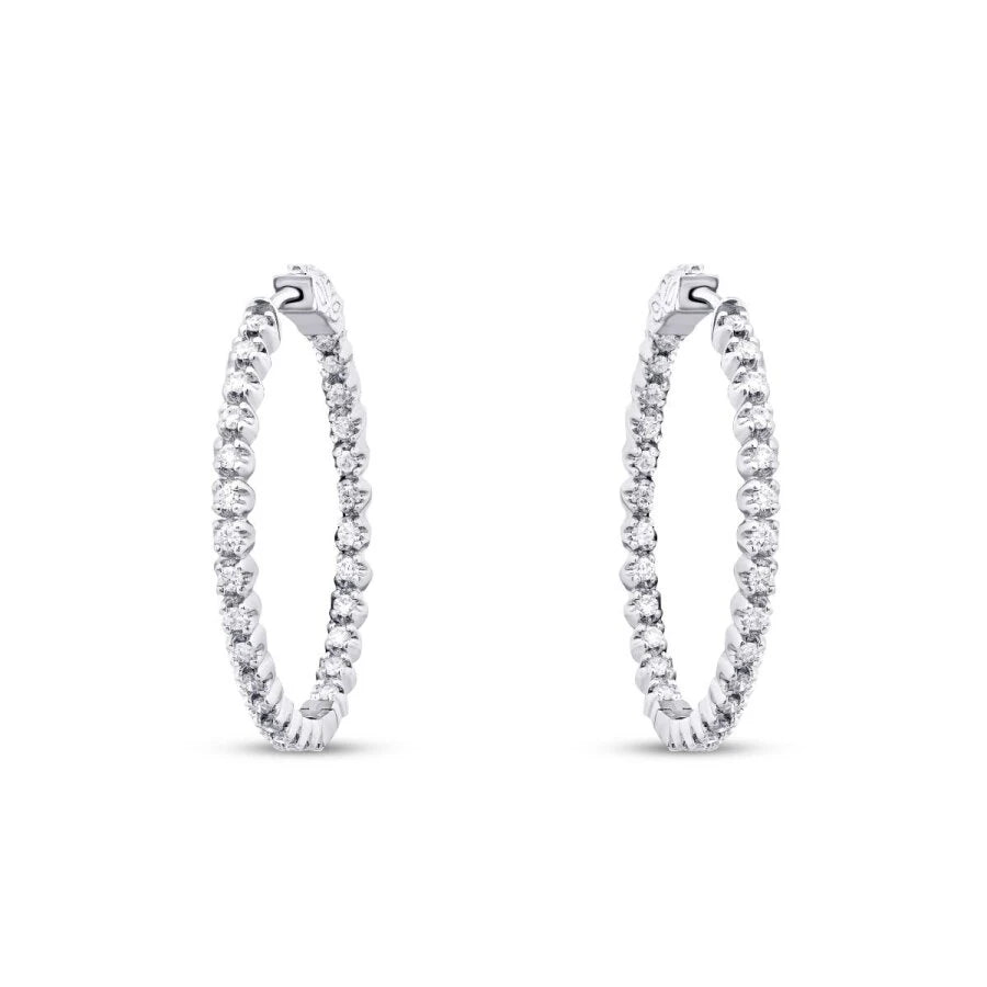 1.42 Carat Diamond Hoop Earrings