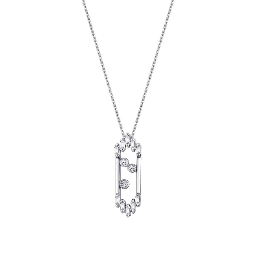 0.09 Carat Diamond Baguette Necklace