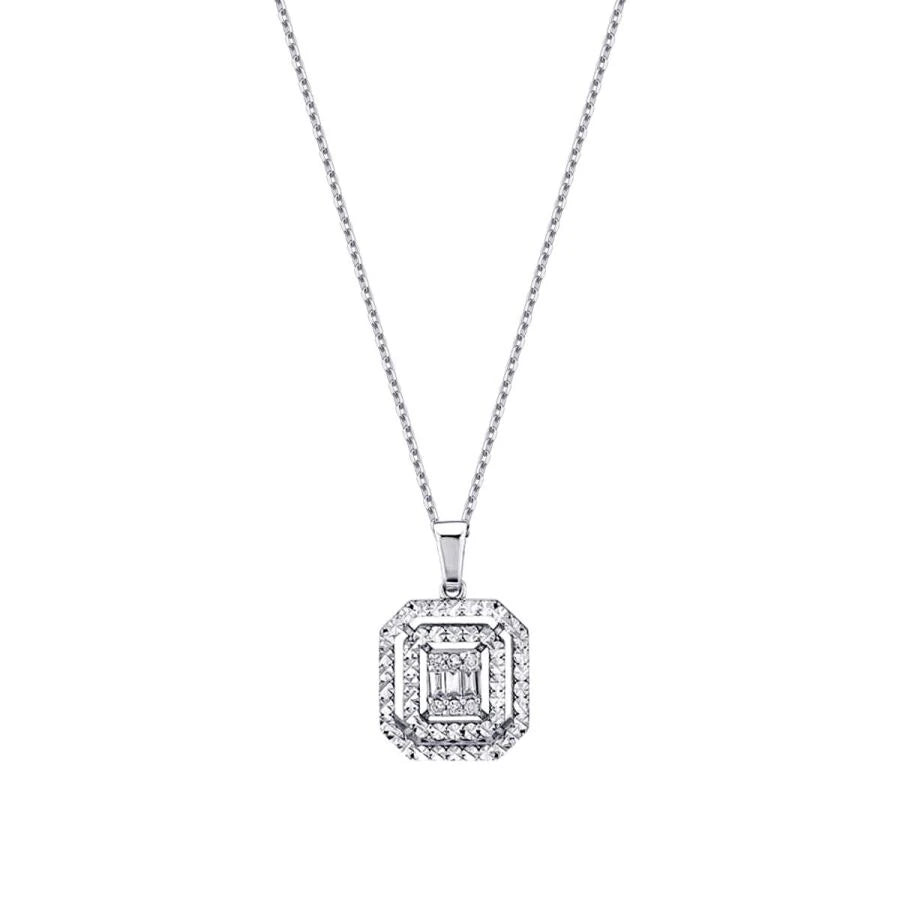 0.07 Carat Diamond-Effect Baguette Necklace