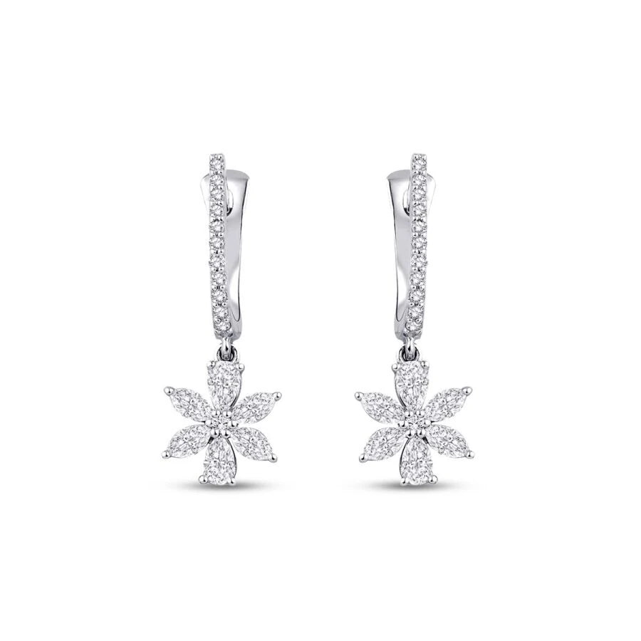 0.94 Carat Diamond Flower Earrings