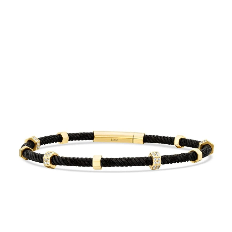 Gold Hexagon Stone Men’s Bracelet