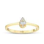 0.08 Carat Diamond Baguette Pear Ring