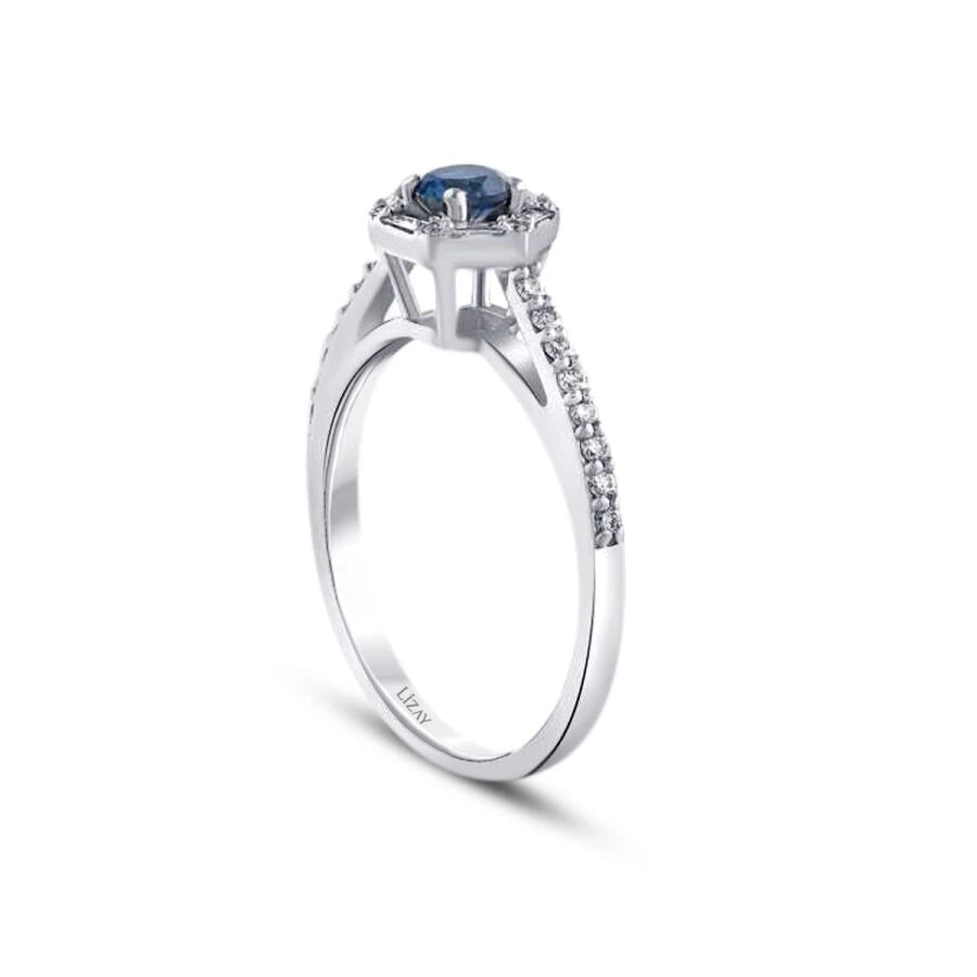 0.61 Carat Diamond Baguette Sapphire Ring