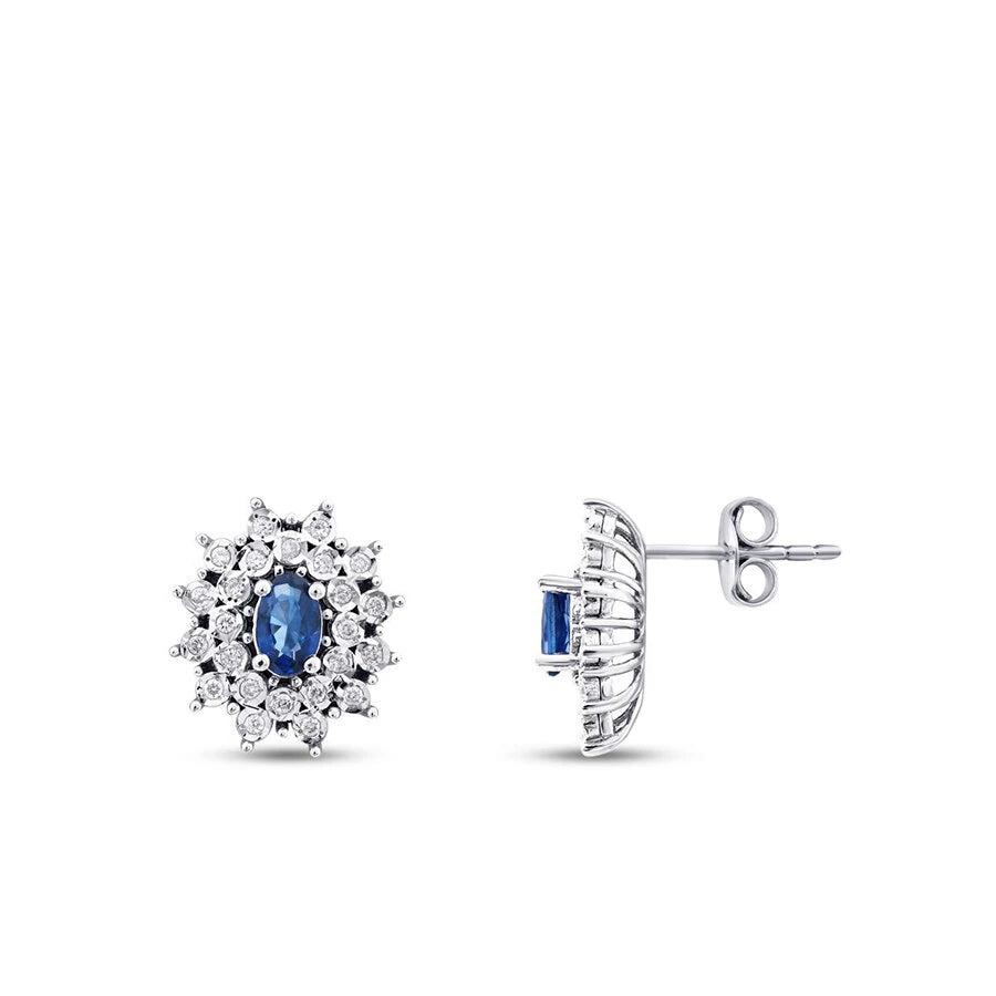0.72 Carat Diamond Sapphire Earrings