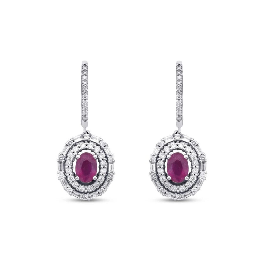 3.84 Carat Diamond Ruby Earrings