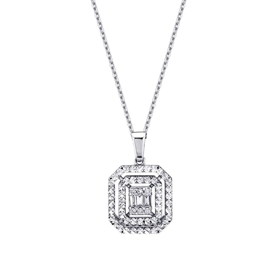 0.07 Carat Diamond-Effect Baguette Necklace