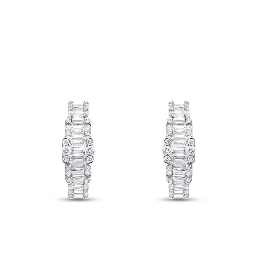 1.82 Carat Diamond Baguette Hoop Earrings