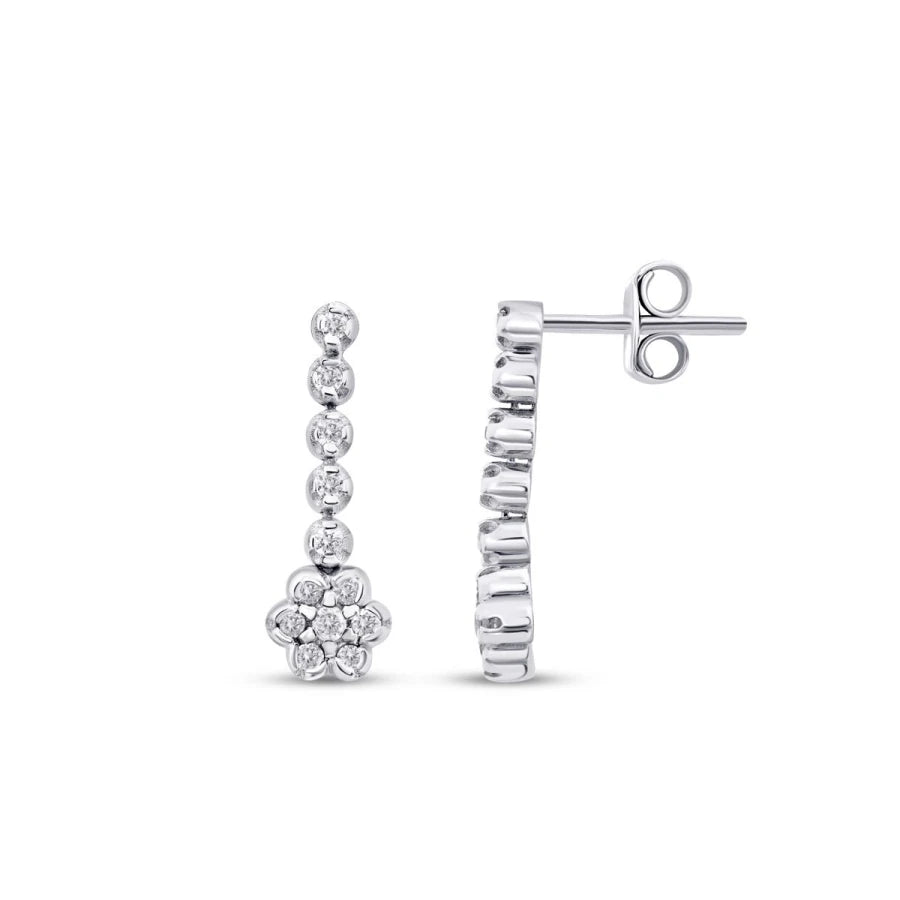 0.17 Carat Diamond Flower Earrings