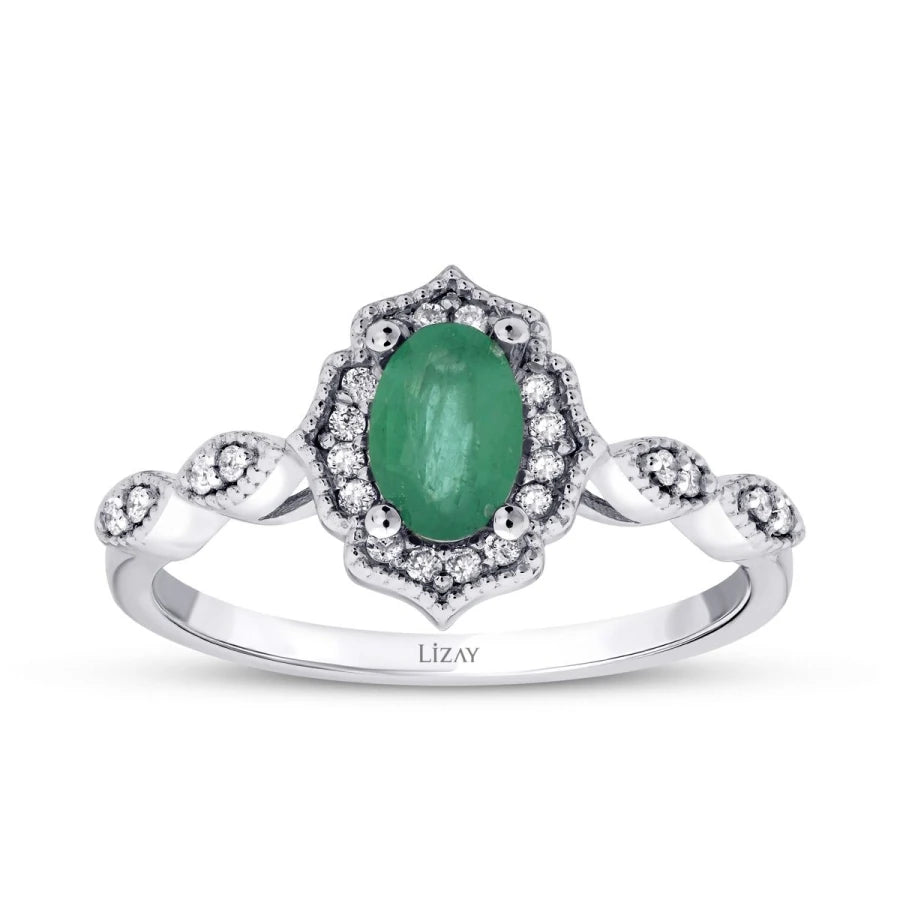 0.47 Carat Diamond Emerald Ring