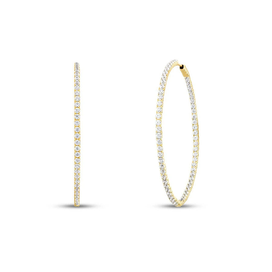 Gold Stone Hoop Earrings