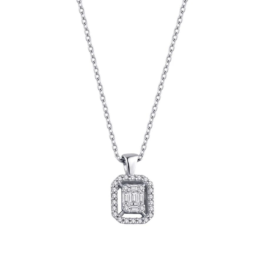 0.14 Carat Diamond Baguette Necklace