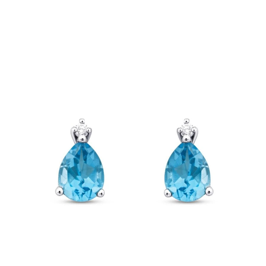 2.88 Carat Diamond Blue Topaz Earrings